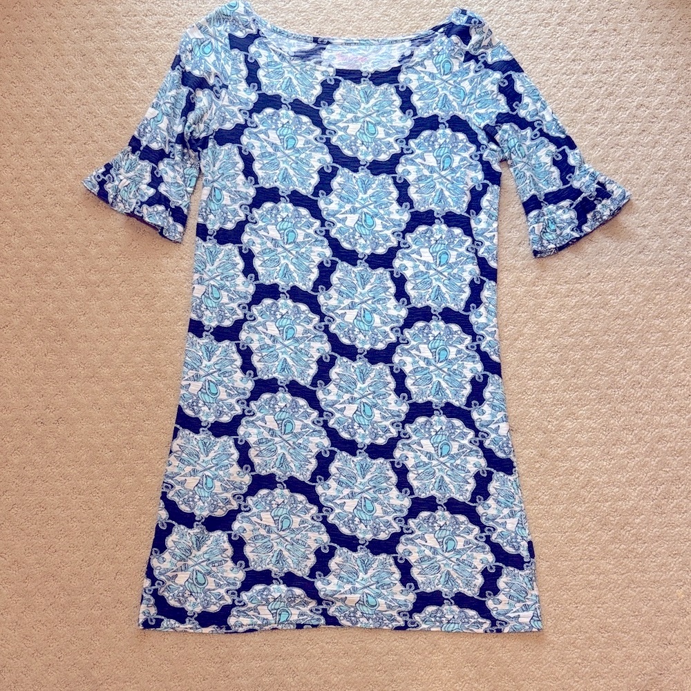 Lilly Pulitzer Blue and White Patterned Dress